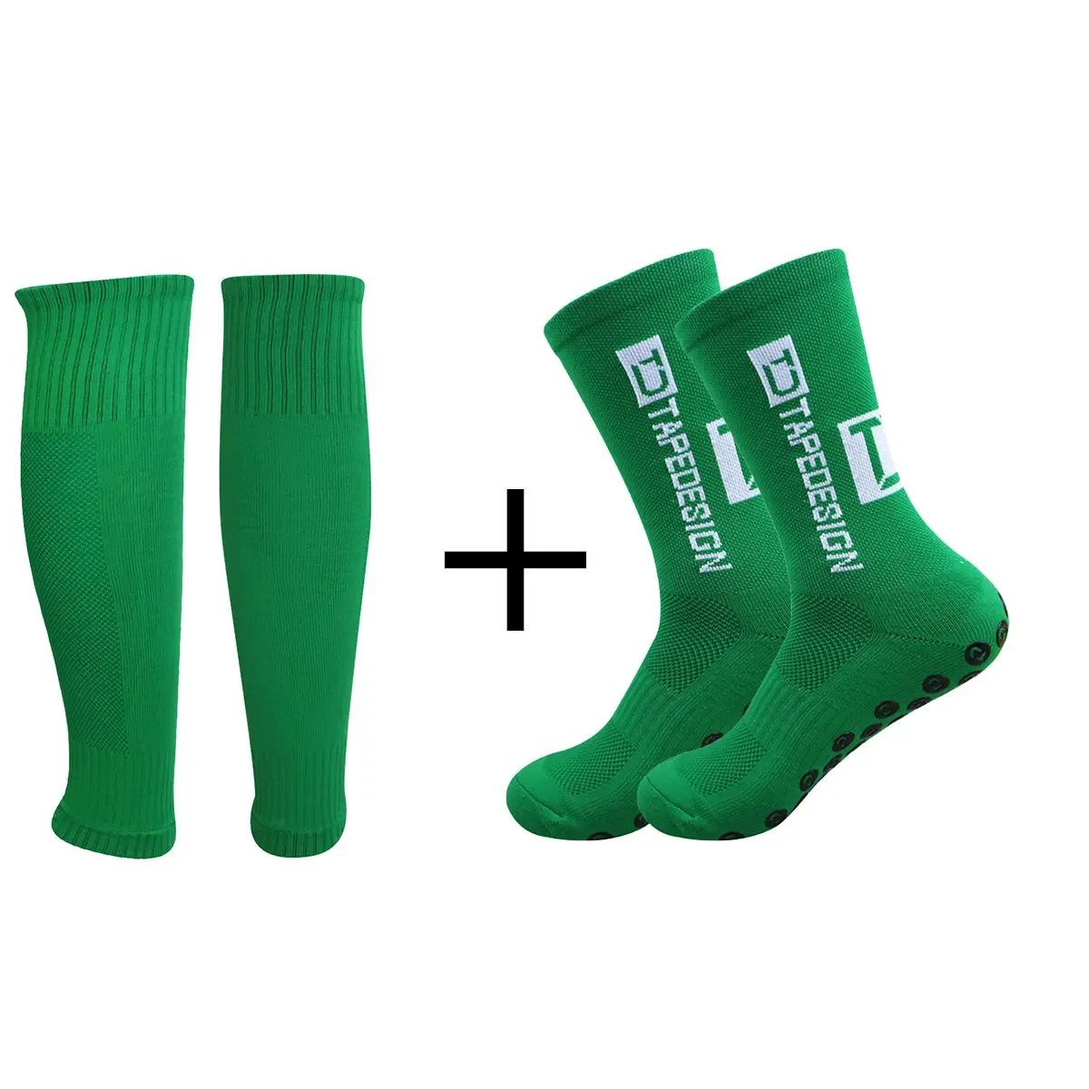 Conjunto de 2 pares de calcetines de fútbol antideslizantes y rodilleras, mangas hasta la pantorrilla, calcetines deportivos para hombres y mujeres, calcetines transpirables con agarre para fútbol y baloncesto