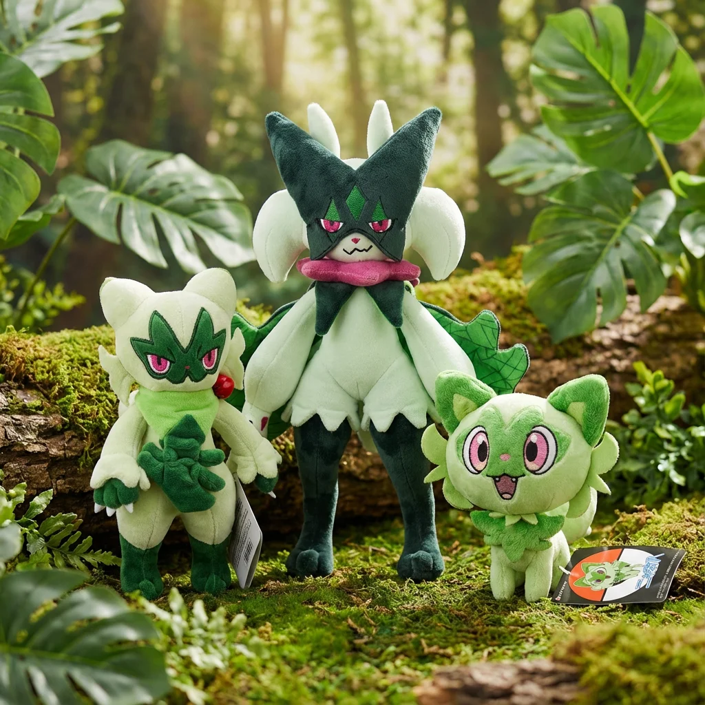 Pokemon Sprigatito Plush Floragato Evolution Meowscarada  Stuffed Doll Pokemon The 9th Generation Toys Hobbies Gifts for Kids view 2
