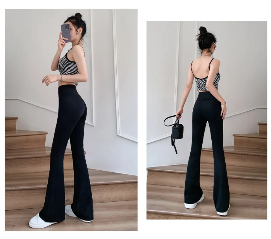 Y2K New Flared Pants for Women Elegant Trousers Female Black Autumn Winter Bell Bottoms Streetwear Casual Korean Trousers Women