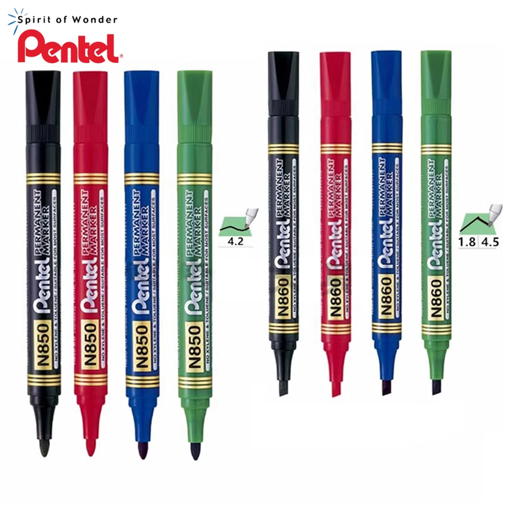 

12pcs Japan Pentel Oil Markers N850/860 Round/Slant Head Waterproof Marking Signature Pen Industrial Permanent Office Supplies