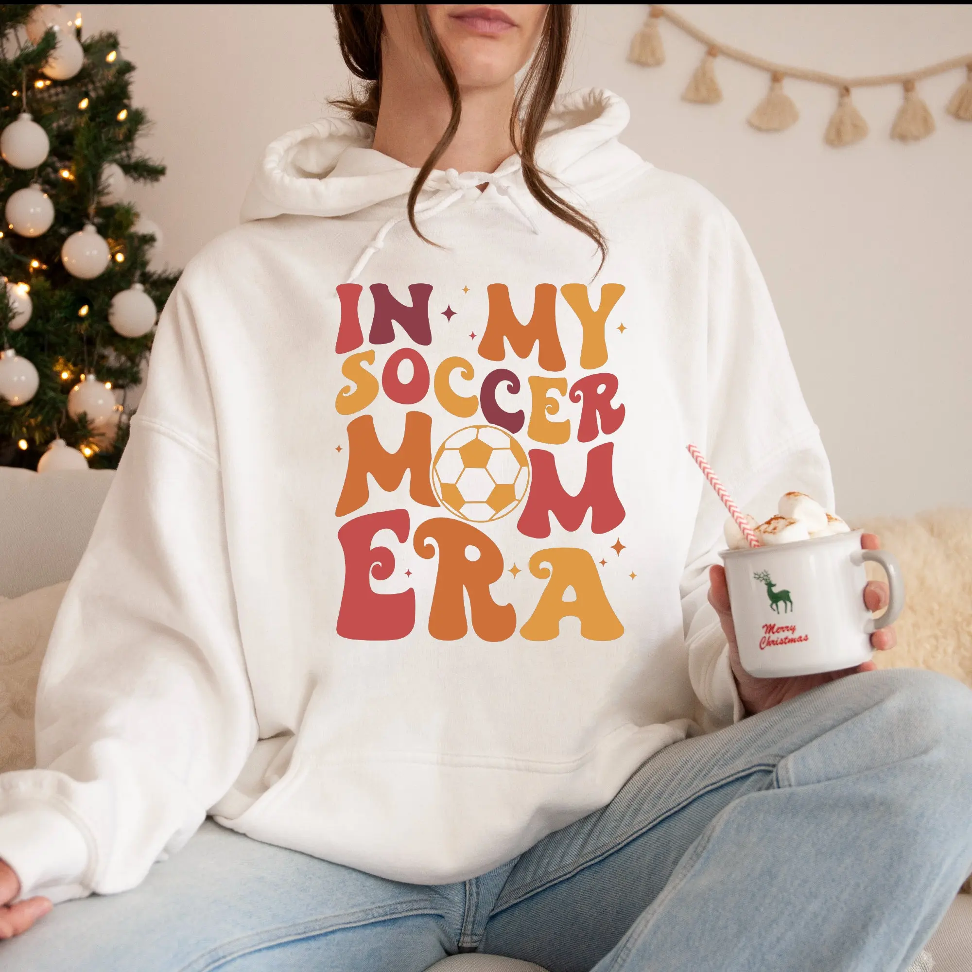 

Толстовка с капюшоном In My Soccer Mom Era, женская толстовка с длинными рукавами, пуловер, топы, модная винтажная осенне-зимняя одежда