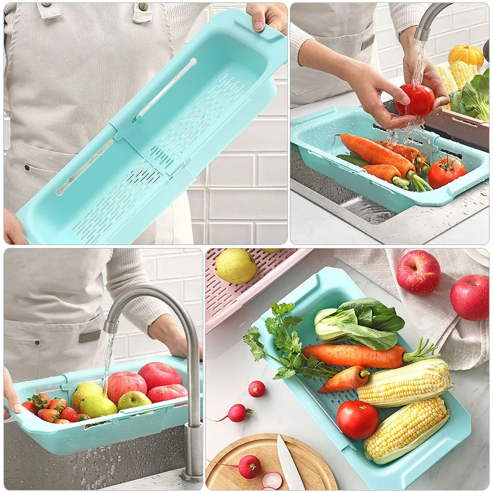 

Extendable Drying Rack Kitchen Sink Strainer Vegetables Draining Basket Dish Drying Stand Stainless Steel Over Sink Storage