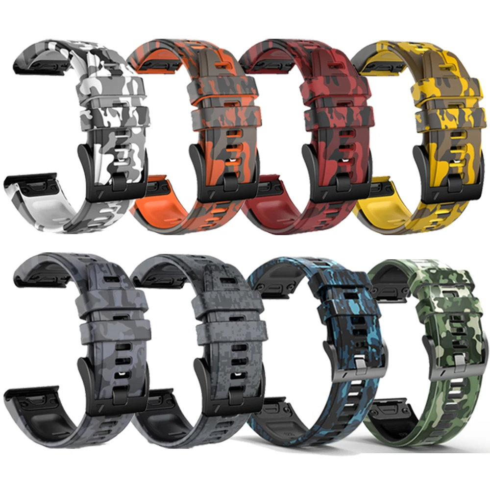 QuickFit 26/22 مللي متر Fenix 8Pro الفرقة ل Garmin Fenix E 8 47 51 مللي متر 7 7X 6 6X 5 5X/Epix/970 965 955 التمويه سيليكون حزام سوار
