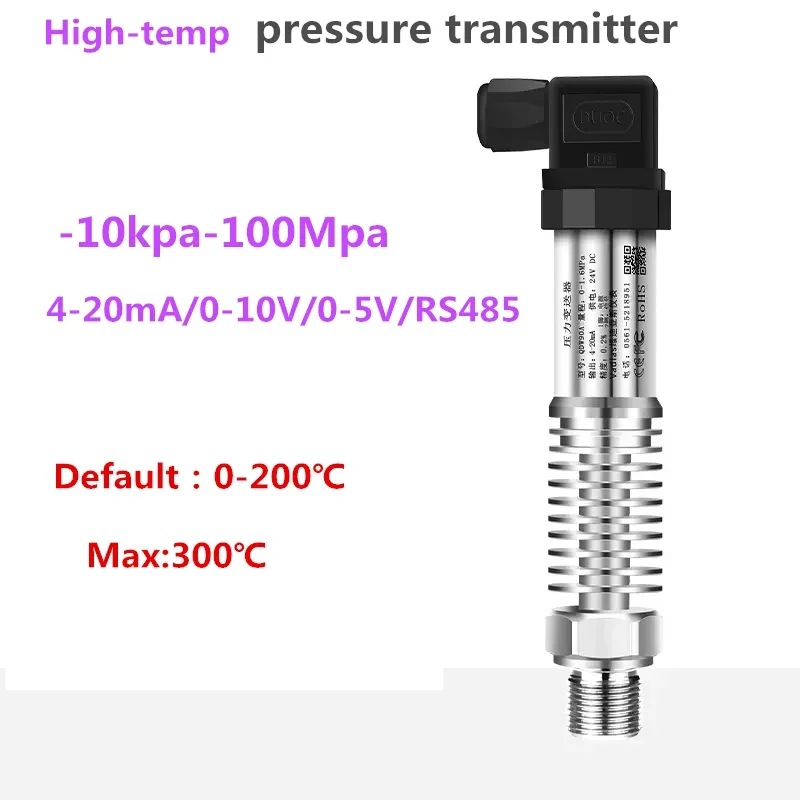 High Temperature 200 Pressure Transmitter 1bar 16bar 25bar 1.6Mpa 4-20mA 0-10V RS485 Sensor Transducer