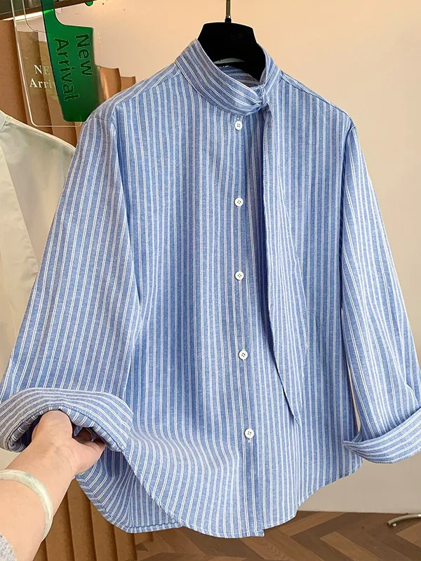 

Элегантная свободная женская рубашка в художественном стиле, универсальная, весна-лето, новинка, большие размеры, повседневная, дышащая, с длинным рукавом