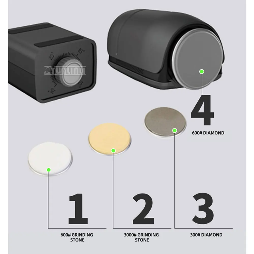Electric Rolling Knife Sharpener, Rechargeable Circular Whetstone, Replaceable Sharpening Discs