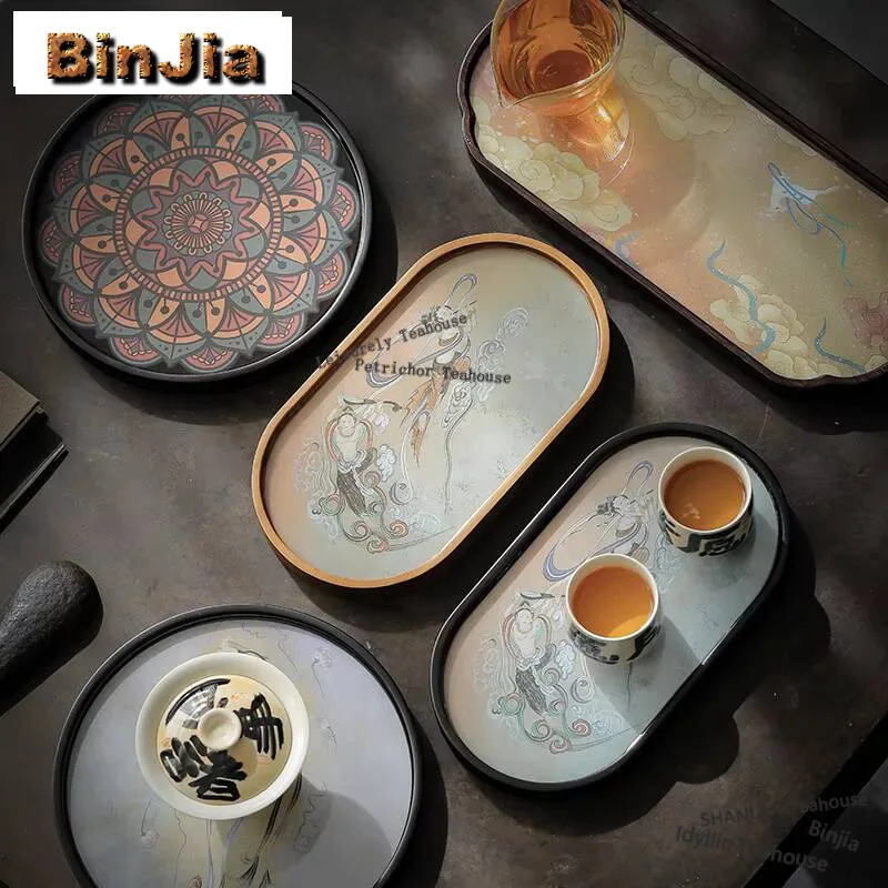 Assiette à thé murale en bambou, art de l'apIndustries as, vaisselle pour service, porte-pot, service à thé chinois, accessoires, ornements, Dunhuang chinois