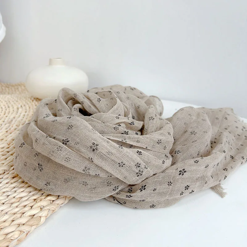 وشاح نسائي صيفي من الكتان بنقاط طويلة قابلة للتنفس إكسسوار ربيعي لقضاء عطلة الخريف #5