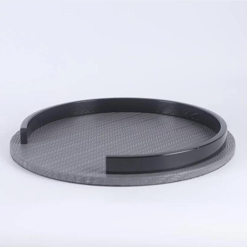 Leather Round Tray Creative Black Woven Leather Metal Tray Decorative Trays Storage Supplies Home Living Room Organizer