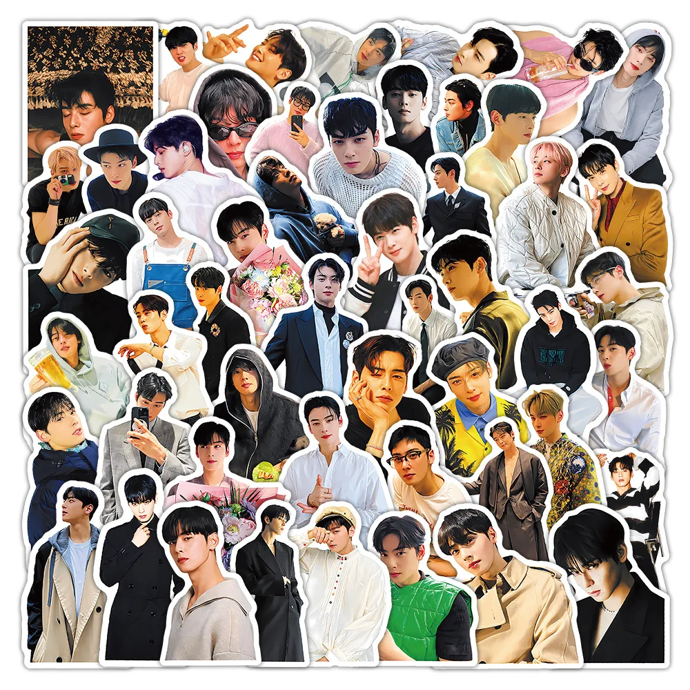 10/52PCS South Korean Star Cha EunWoo Graffiti Sticker High Appearance Level Male Star Decal Cup Notebook Phone Guitar Kid Toys