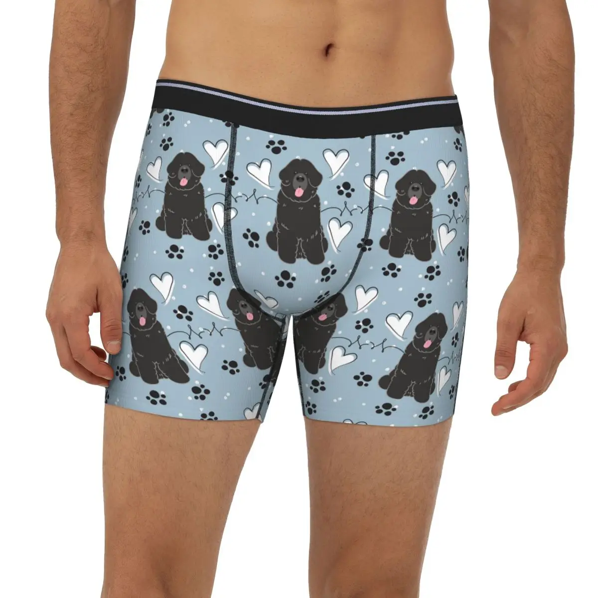 

Черные длинные трусы-боксеры для собак LOVE Newfie Newfoundland, короткие мужские трусы, дышащее нижнее белье для мужчин, подарок бойфренду
