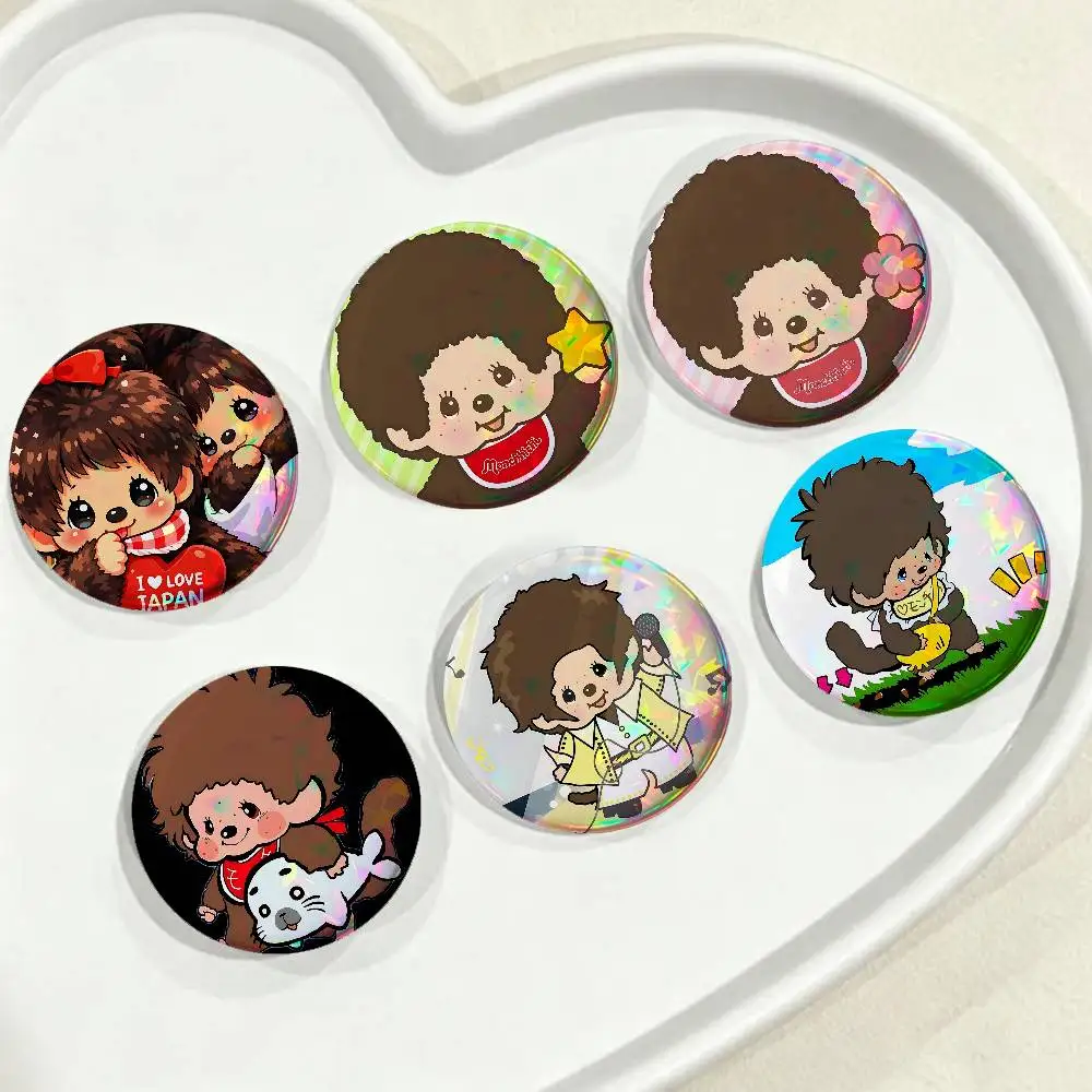 Cartoon M-Monchhichi For Badge Custom Laser Hologram Enamel Pin Badge Metal Lapel Brooch For Clothes Bag Accessory Gift