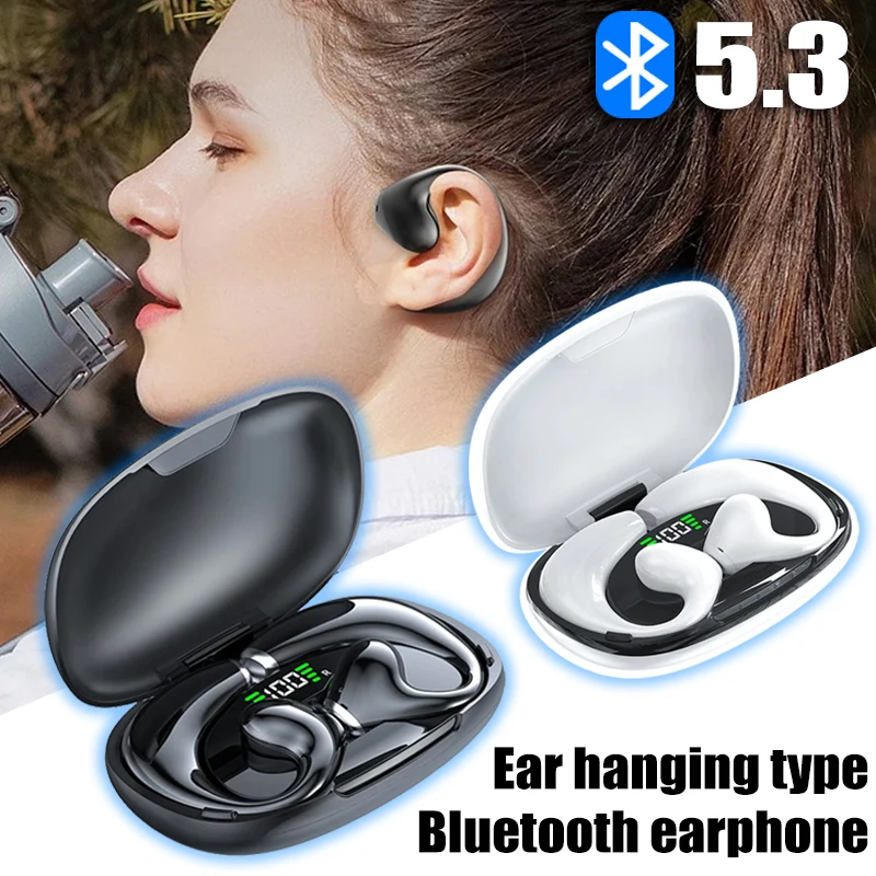 Wireless Earphones Ear Hook Bluetooth Earbuds TWS HD Headphones Gaming Touch Control Sport Headset  with Mic Long Battery Life