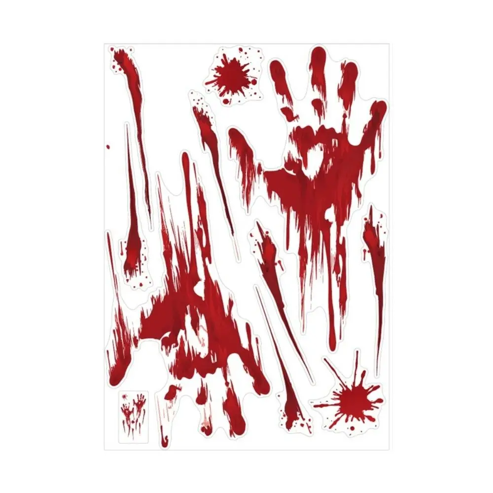 Blood Handprint Footprint Pattern Halloween Window Decoration Sticker Removable Self-Adhesive Wall Decoration Sticker PVC