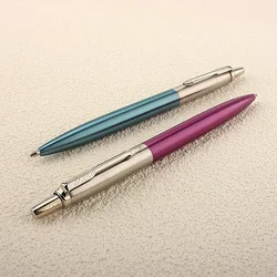 Luxury New Ballpoint Pen Dark Blue Ink Pen Stainless Steel Push Stationery Office School Supplies Writing Gift Pen