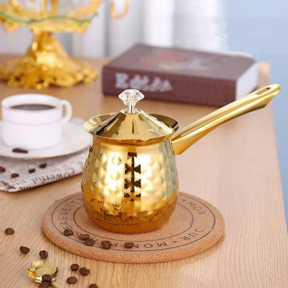 قهوة تركية بغطاء ، قهوة إسبرسو يدوية من الفولاذ المقاوم للصدأ ، وعاء سكر زيت ساخن ، موقد علوي للشاي بالحليب الساخن والنبيذ الدافئ ، #4