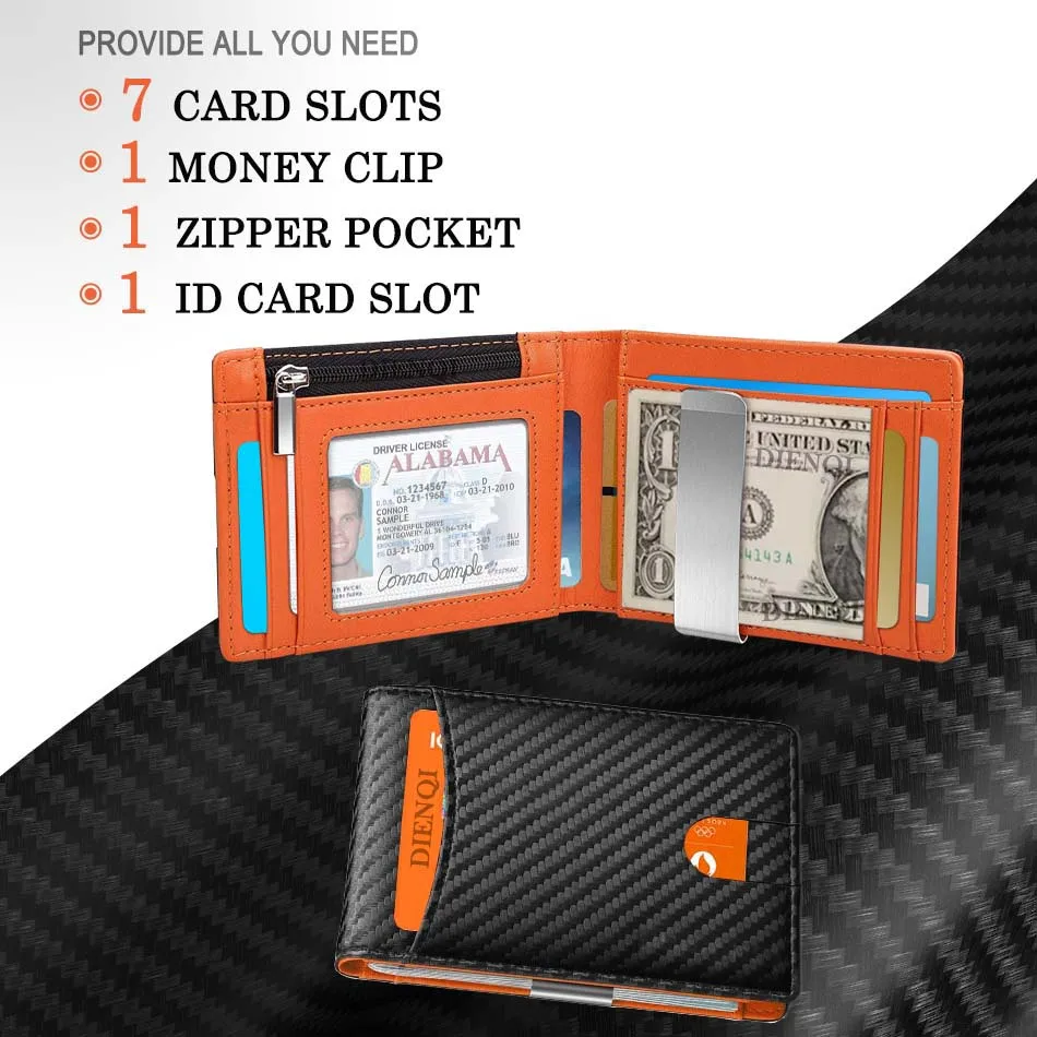 Rfid Carbon Fiber Card Holder Coin Purse Men Wallets Money Bags Slim Thin Coin Pouch Clutch Money Purse Male Black Wallet Choice