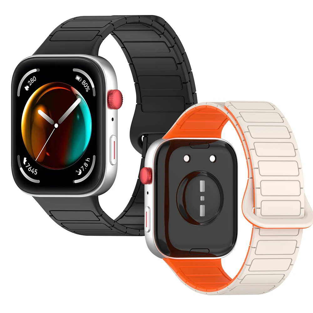 Magnetic Band for Huawei Watch Fit 3/4/ 4 Pro Smartwatch Men Women Sport Silicone Strap Strong Magnet Wristband Dual Color