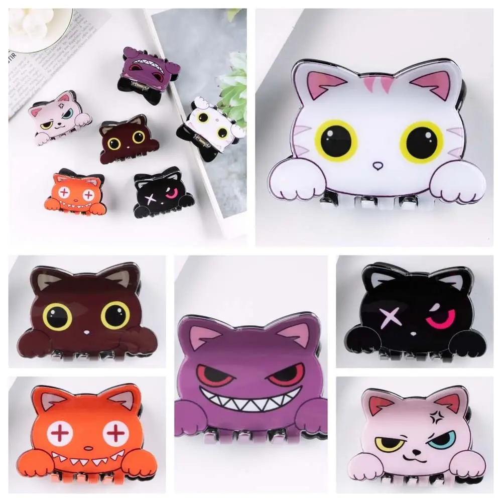 Cartoon Cat Hair Claw Acrylic Animals Shark Clip Mid Size Evil Face Hair Clips Headwear