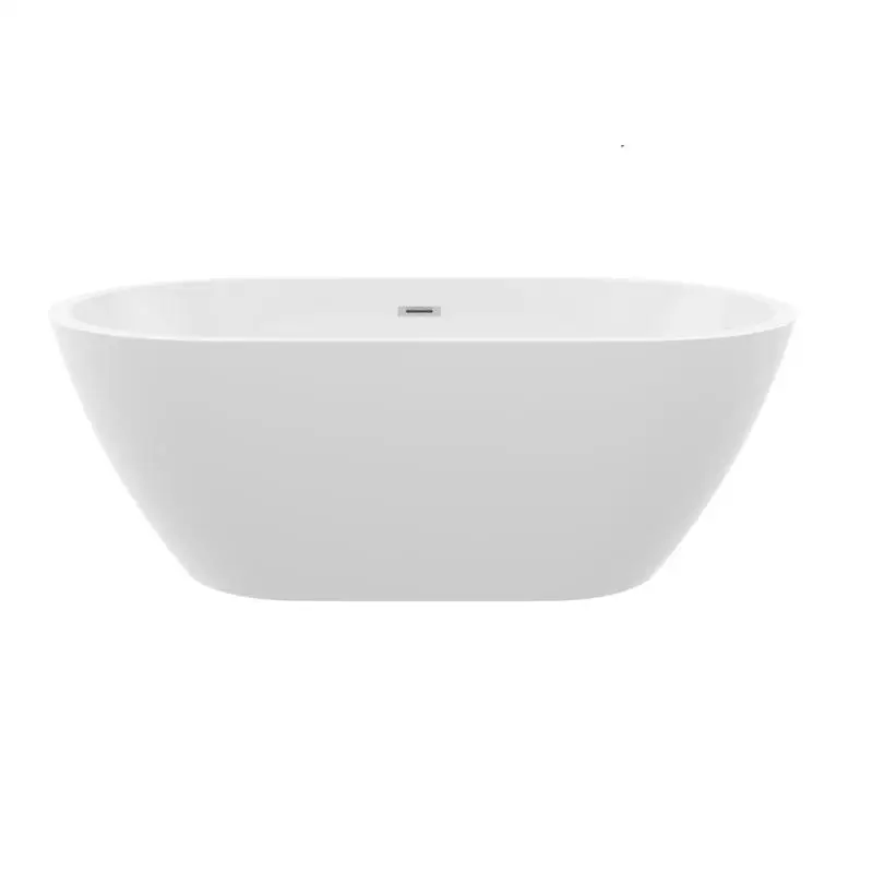 

67" Acrylic Freestanding Bathtub, Elegant Oval Soaking Tub, Glossy White Finish, Chrome Overflow & Pop-Up Drain Assembly