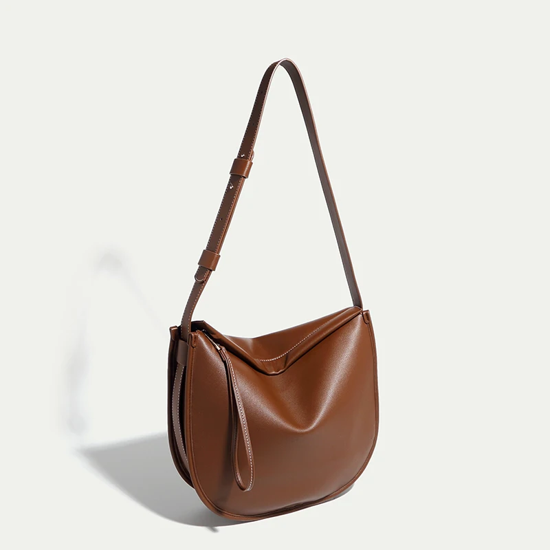 

2024 New Women's Retro Saddle Bag Large Capaci Commuter Soft Leather Single oulder Tote Bag Casual Buet ape Handbag