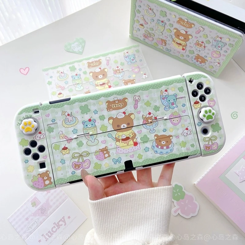 Oryginalne etui na przełącznik Lucky Bear Kawaii Cute Console OLED Split Case Wkładany stacja dokująca do Nintendo Switch 2 Lite Joy-Con — zdjęcie produktu 2