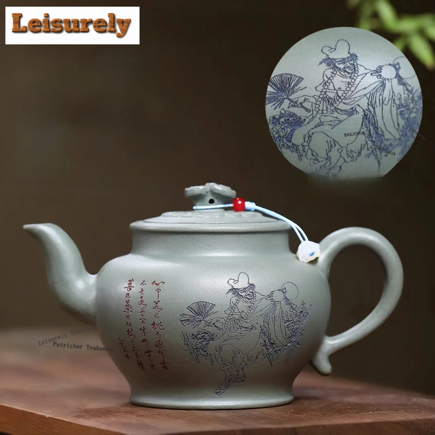 420ml Aesthetic Yixing Purple Clay Teapots Handmade Laughing Sakura Pot Raw Ore Bean Green Sand Mud Kettle Zisha Teaset Ornament