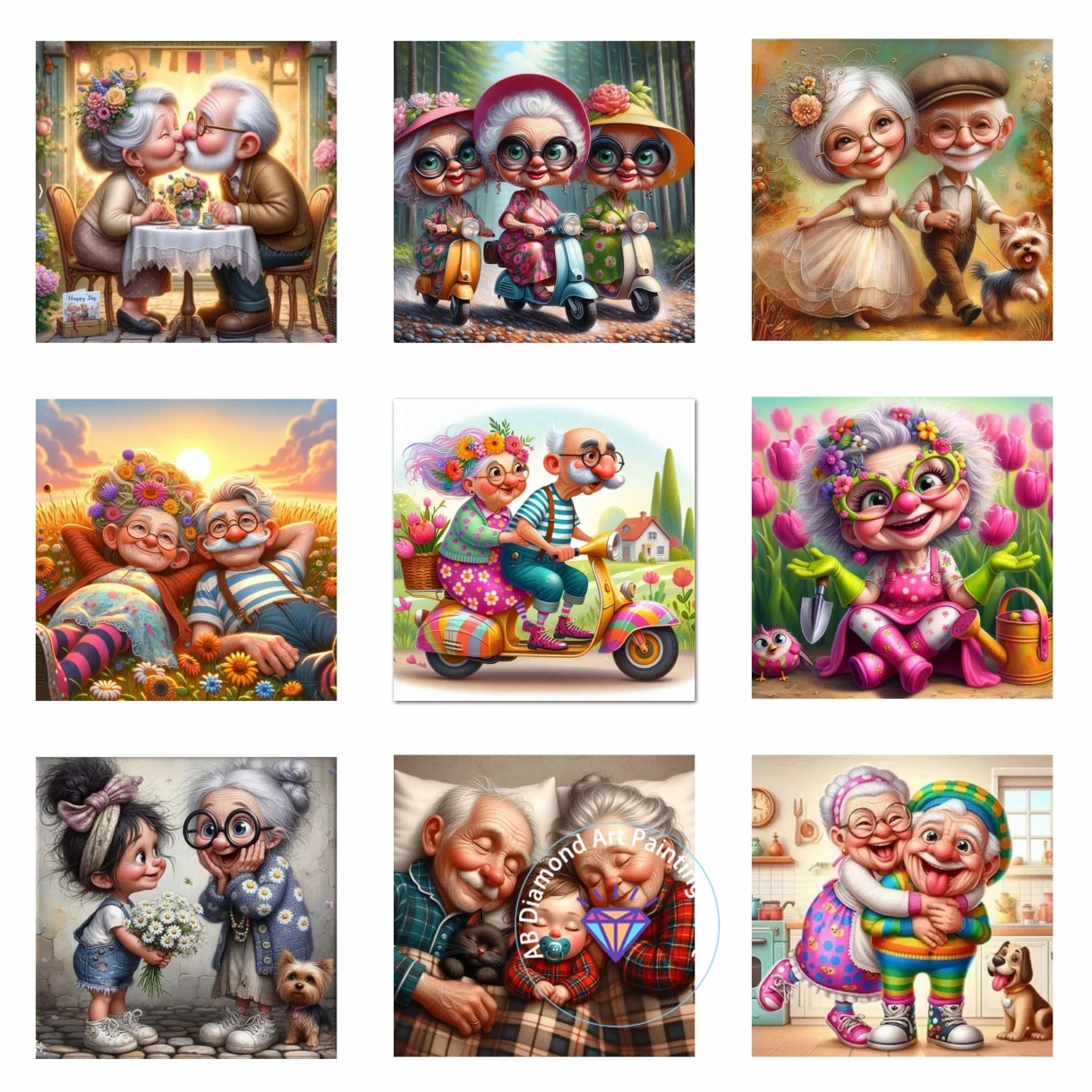 

Old Friends 5D DIY AB Diamond Painting Kits Cross Stitch New Happy Elderly Couple Cross Stitch Mosaic Diamond Embroidery Sale