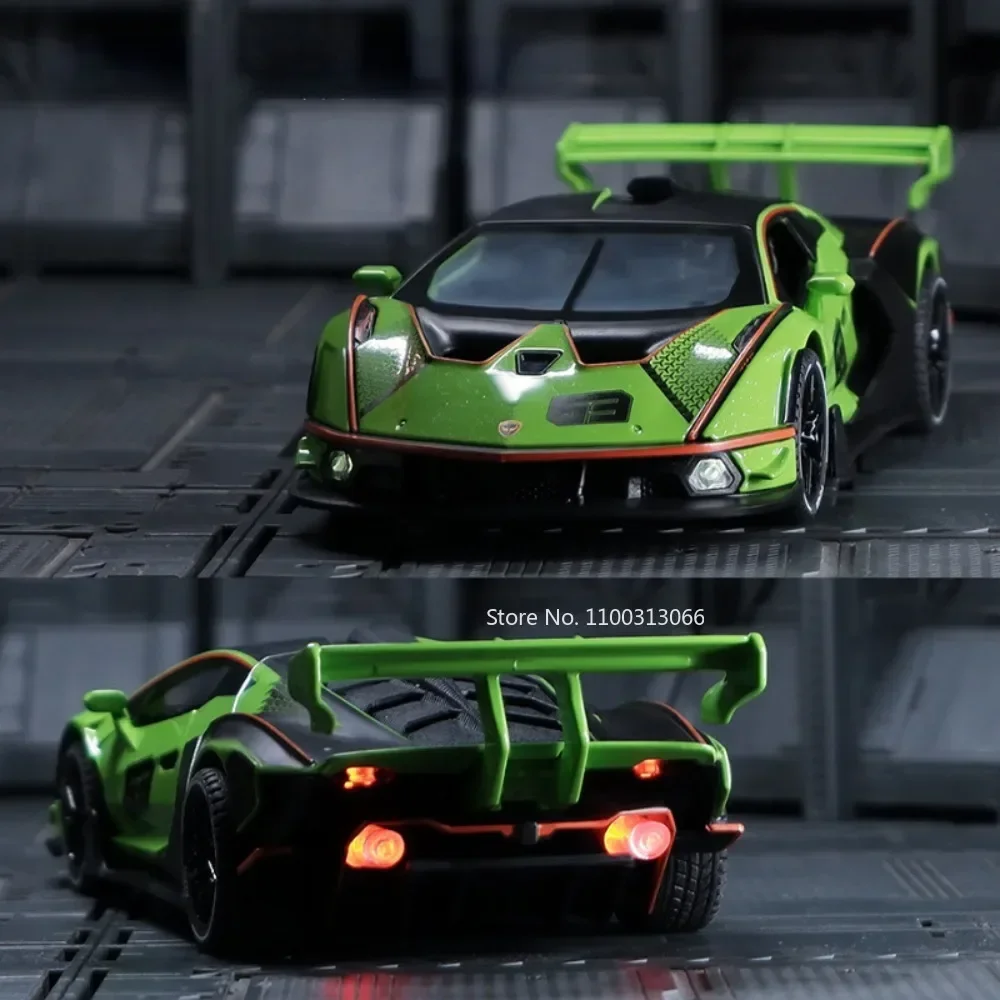 1:32 Scale Lambor SCV12 Alloy Car Toy Metal Diecast Model Vehicle with Light Sound Pull Back Function Sport Car for Boy Gifts
