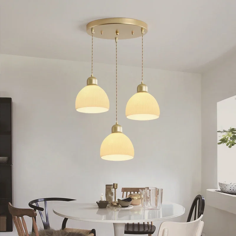 Dining Table Chandelier Glass Lampshade1-3Head Hanging Lamps For Kitchen Island Bedroom Modern