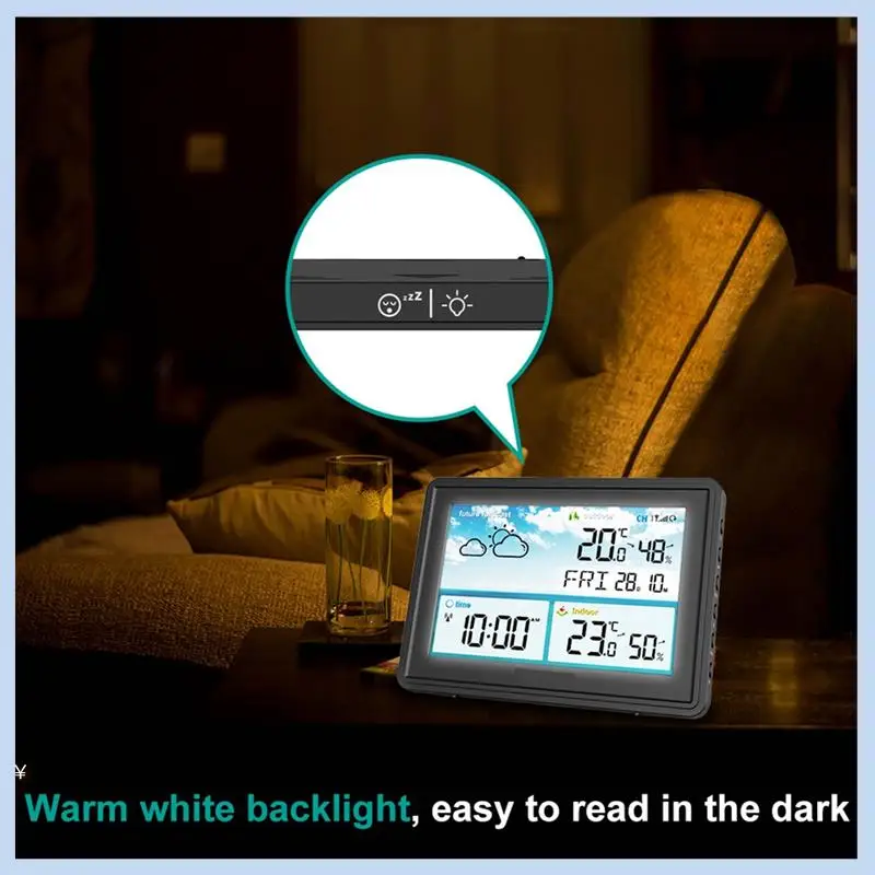 

MLGB-беспроводная цифровая метеостанция, цветной ЖК-дисплей, термометр, гигрометр, датчик прогноза, календарь точки мороза (A), вилка европейского стандарта