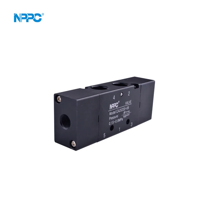 CA25220-08 CA series air pilot valves black or silver color coil  double head G1/4  NPPC Brand  5/2 way  pneumatic control valve