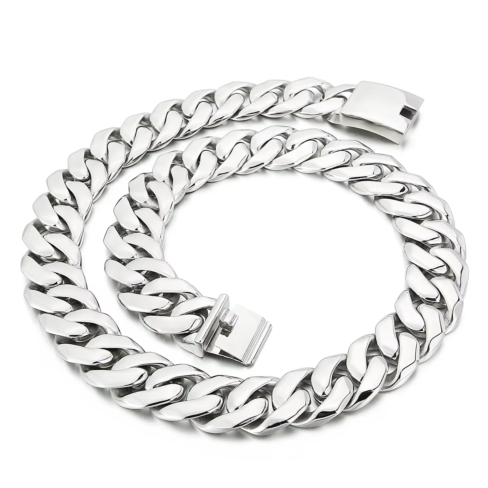 Fongten 70cm Shiny Men's Stainless Steel Bracelet Exaggerated Size Metallic Advanced Generous Fashion Jewelry Party Gifts