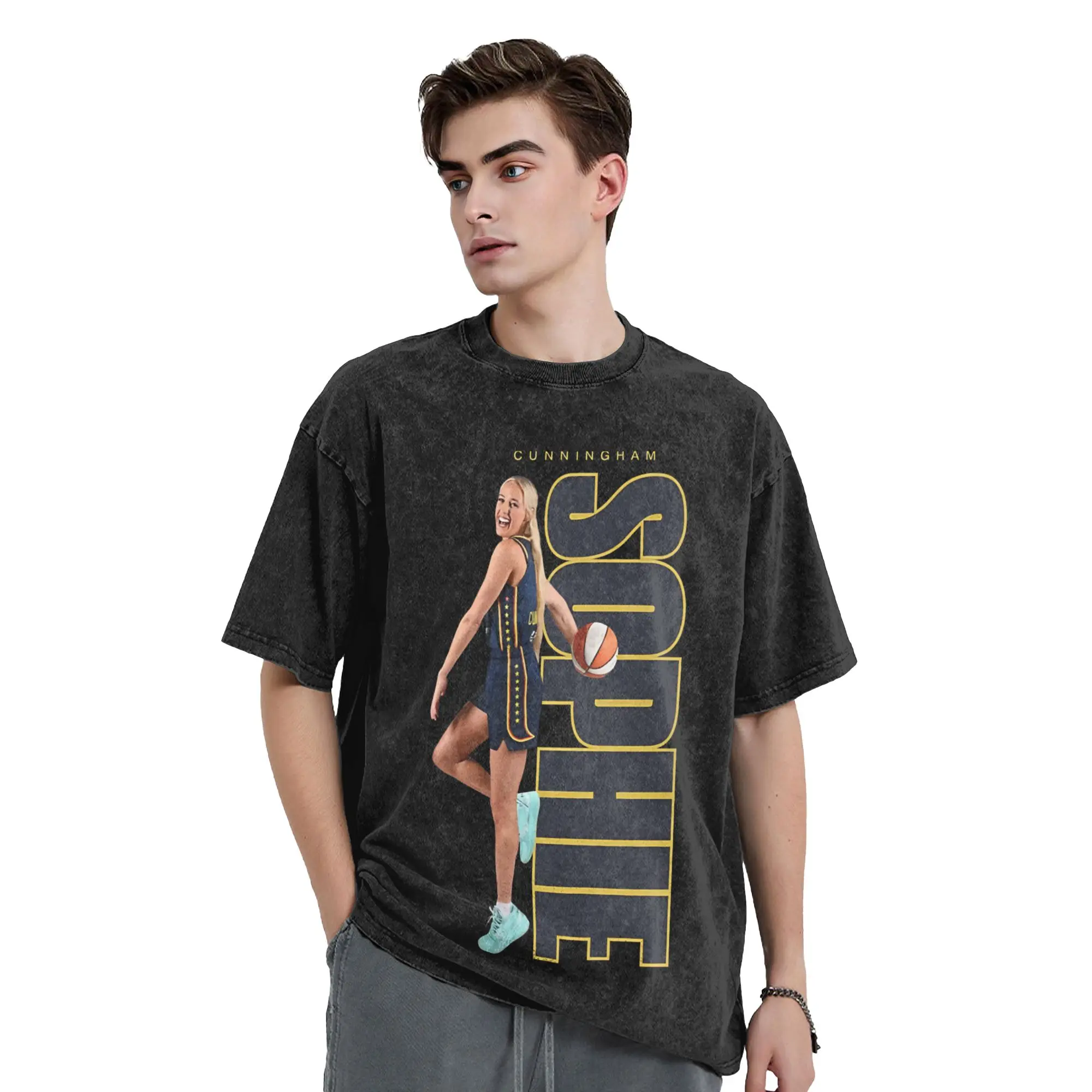 Sophie Cunningham T Shirt Hip Hop Washed High Street T-Shirts Basketball Number 8 for Men Women Tops Streetwear Summer Tee Shirt