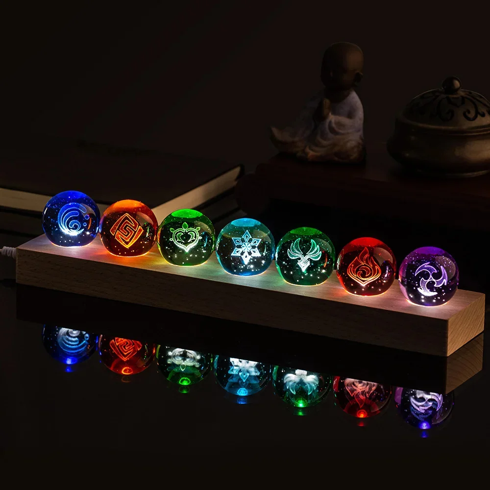 Elemental Orb Glass Crystal Ball Night Light Figurine Anime Style Collectible Lamp For Teen Collectors Table Decor Birthday Gift