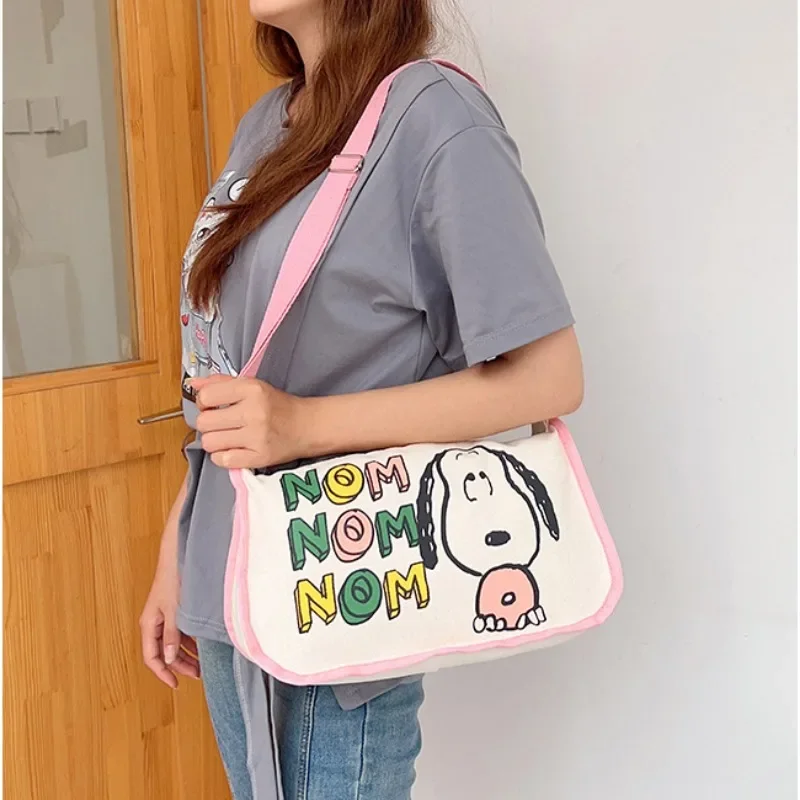 Snoopy Messenger Bag Cartoon Fashion Women Makeup Storage Bag Travel Anime Canvas Zipper Organizer Girls Cute Y2K Shoulder Bag