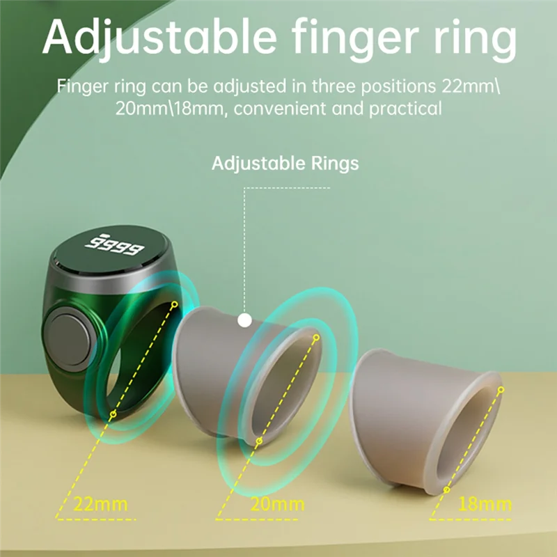 

FEDI-Smart Finger Ring Digital Tally Counter, Black Electronic Prayer Time Reminder For Muslims