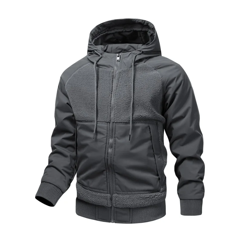 

Мужская куртка с капюшоном на молнии в американском стиле, спортивная куртка с капюшоном на открытом воздухе, повседневная базовая повседневная осенне-зимняя толстовка с капюшоном, куртка-кардиган