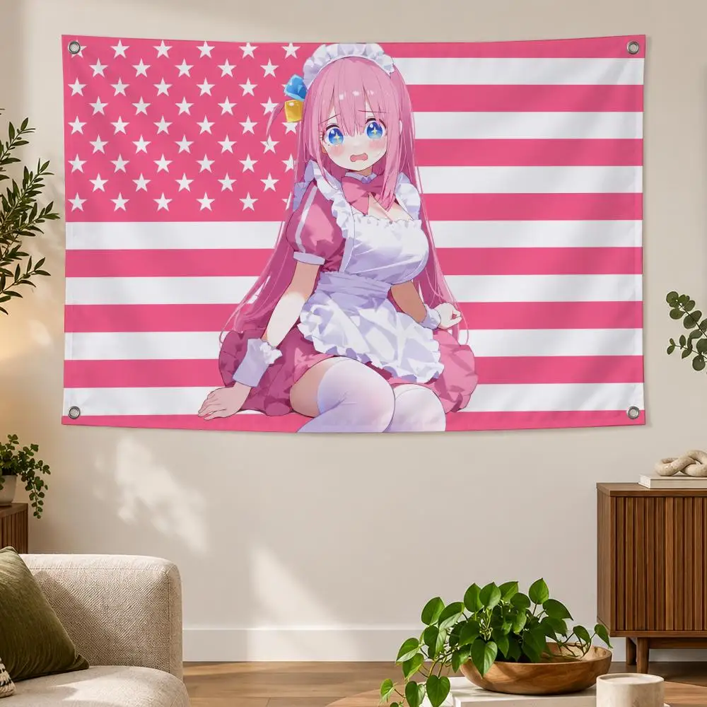 Anime Bocchi The Rock! School Music H-Hitori Gotoh Flags Banner Decor for Bedroom,Garden,Party,Club,Gaming Room,Indoor Outdoor