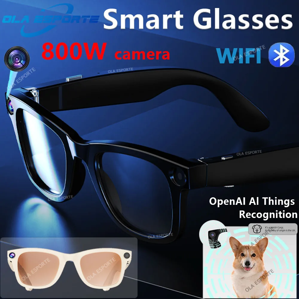 

AI Smart Glasses Multifunction 800W Camera Bluetooth Call Music Player Translate Recording Smart Object Recognition Glasses 2025