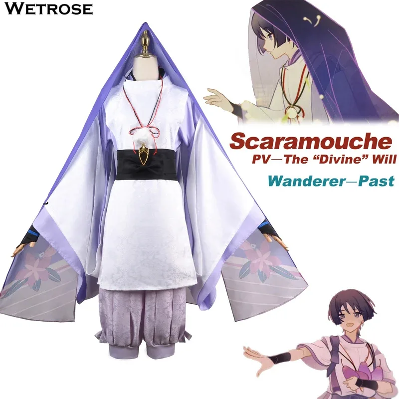 【Wetrose】متوفر في المخزون Genshin Impact Scaramouche Wanderer The Divine Will Past Cosplay مجموعة كاملة من ألعاب حفلات الهالوين