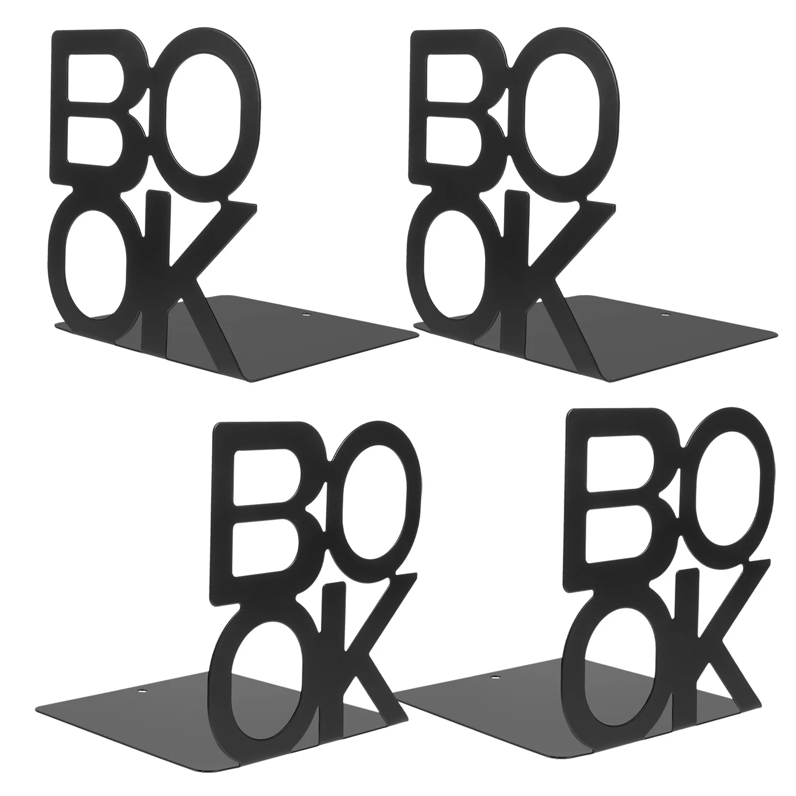

4pcs Metal Bookends Minimalist Reusable Book Organizer For Shelves Desktop File Holder Notebook Stand Storage Solution