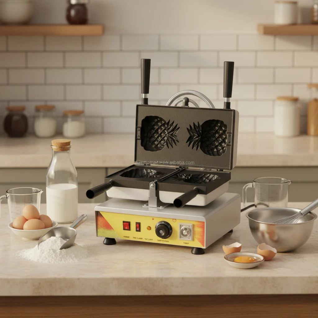 Multifunctional Pineapple-Shaped Stainless Steel Baking Pan Machine Ice Cream Cone Crispy Skin Maker Start-Up Stall Waffle
