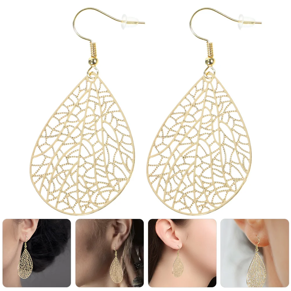 

2pcs 1 Pair Retro Leaf Teardrop Earrings For Women Small Dangle Drop Elegant Metal Ear Dangle Earrings Party Wedding Gift Spring
