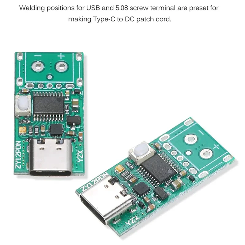 Efficiente modulo di alimentazione convertitore da 2 pezzi ZY12PDN USB-C PD2.0/3.0 a CC