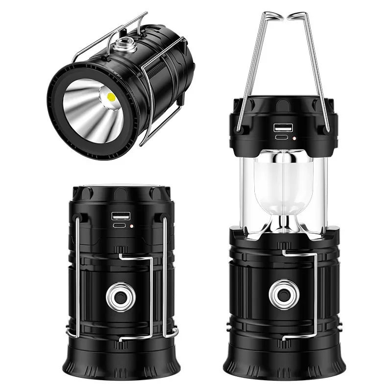 

Solar LED Portable Lantern Telescopic Torch Multifunctional Rechargeable Waterproof Emergency Camping Tent Lamp Outdoor Lighting