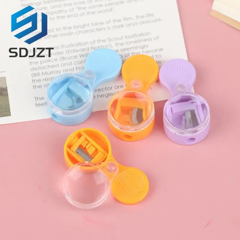 4pcs Color random Mini 2mm Leads Sharpener Portable Sharpener With Magnifying Glass Sharpening Tool Pointer Pencil Sharpener