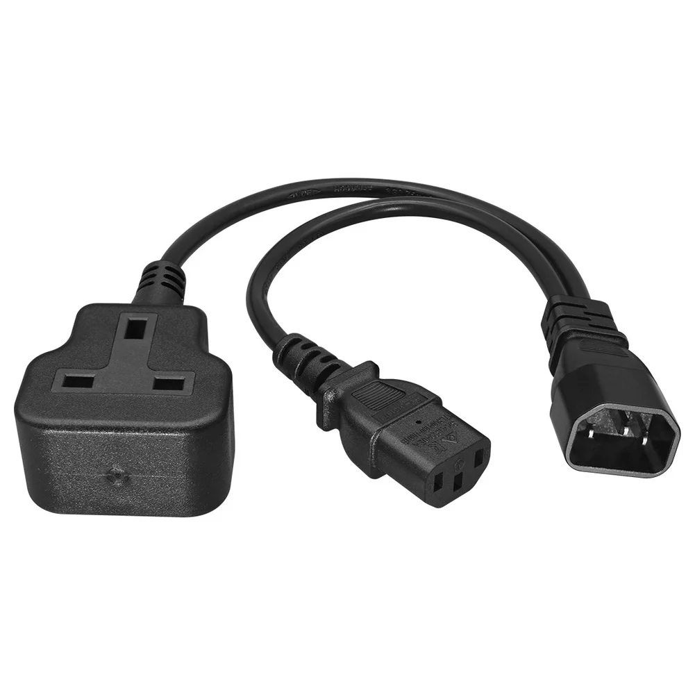 Power Cord C14 To C13 UK Power Cable Splitter IEC Connector Adapter For Computer Server PDU Copper Power Strip Power Tools Parts