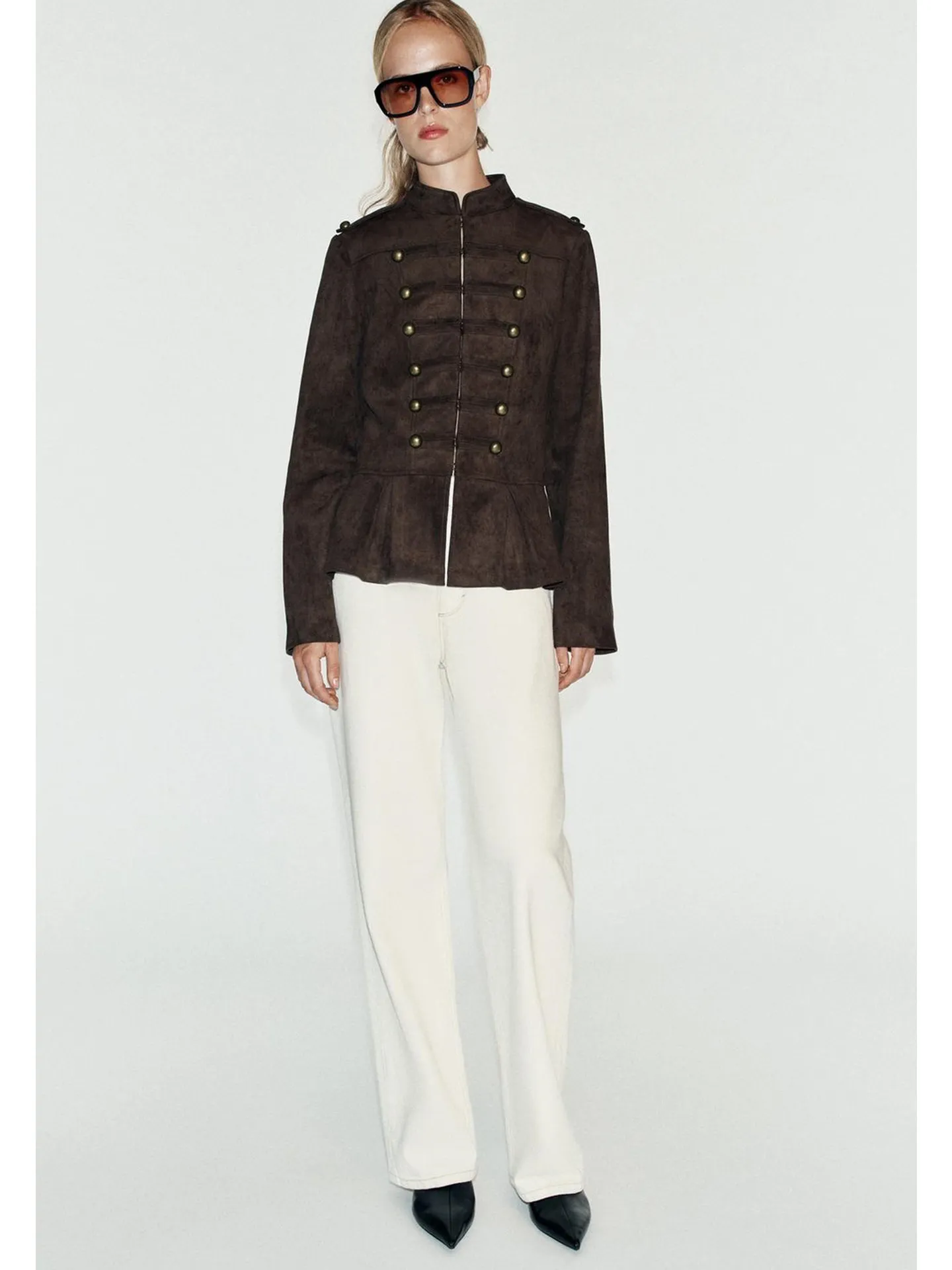 Autumn New Arrival Women's Long Sleeve Stand Collar Color Block Button Decor Nine Points Short Skirt Style Hem Jacket