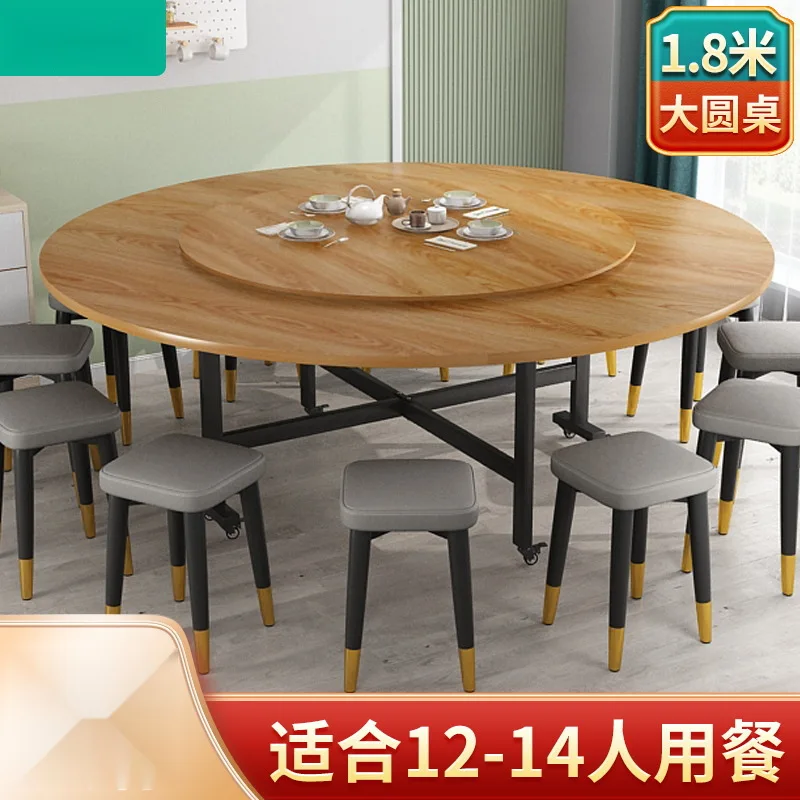Folding round table diningfor household use Large round  with turntable Family dinner table for 12 people Small apar